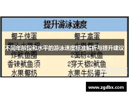 不同年龄段和水平的游泳速度标准解析与提升建议